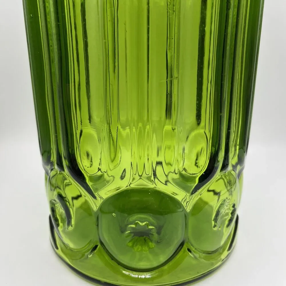 Vintage L.E. Smith Moon and Stars Green Glass Canister 12 x 6.5 inch